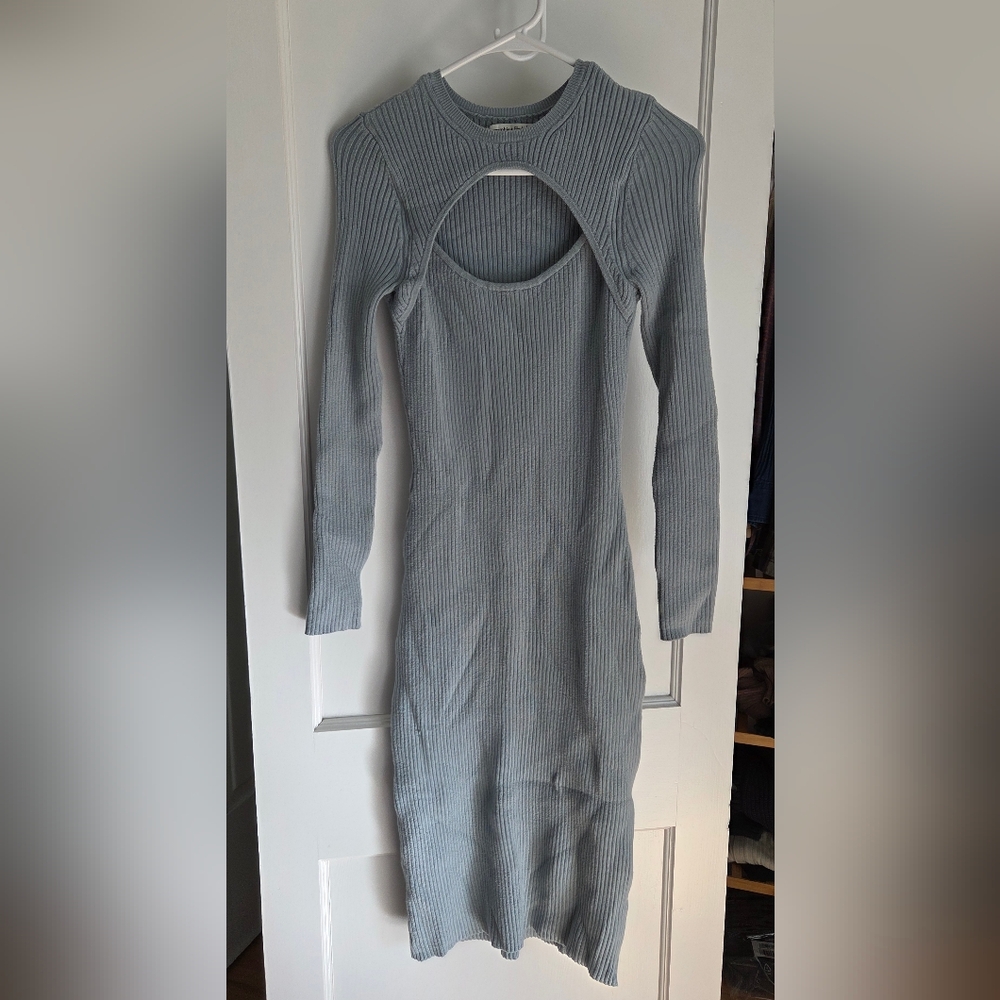 Abercrombie & Fitch Light Blue Ribbed Sweater Dress